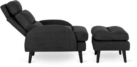 Fotel Wypoczynkowy HENRY z Podnóżkiem Czarny