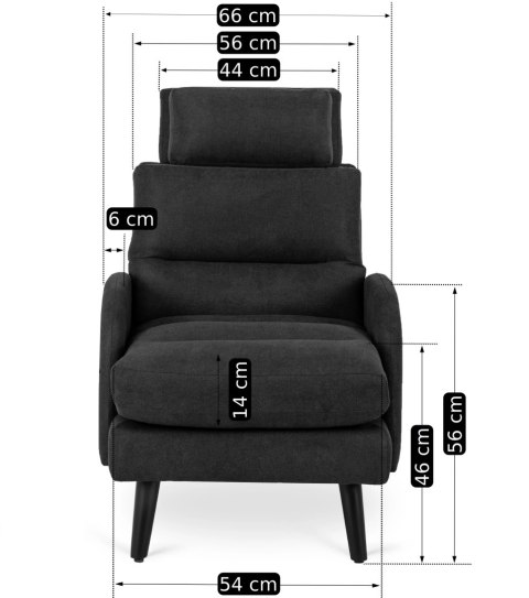 Fotel Wypoczynkowy HENRY z Podnóżkiem Czarny