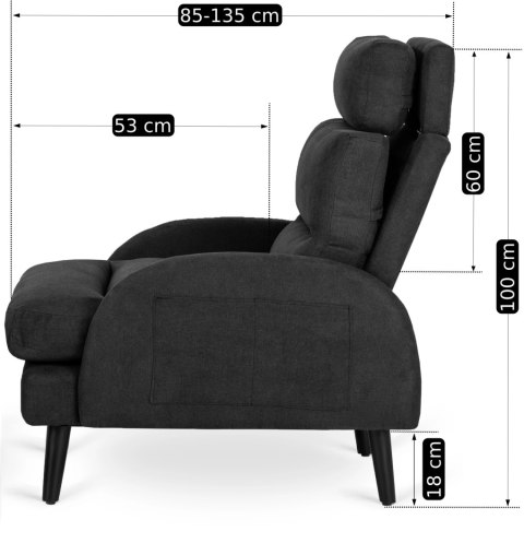 Fotel Wypoczynkowy HENRY z Podnóżkiem Czarny