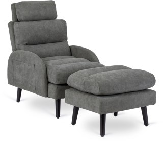 Fotel Wypoczynkowy HENRY z Podnóżkiem Szary