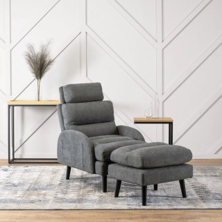 Fotel Wypoczynkowy HENRY z Podnóżkiem Szary