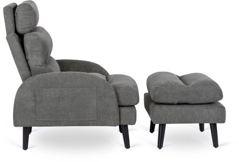 Fotel Wypoczynkowy HENRY z Podnóżkiem Szary