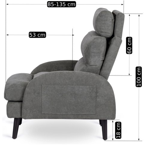 Fotel Wypoczynkowy HENRY z Podnóżkiem Szary