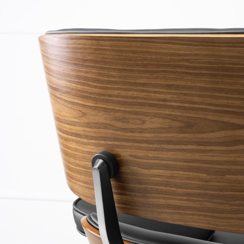 Fotel Wypoczynkowy PALERMO z Podnóżkiem z Drewna Giętego Czarny Ekoskóra Nowoczesny Loft