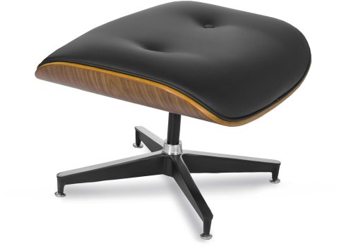 Fotel Wypoczynkowy PALERMO z Podnóżkiem z Drewna Giętego Czarny Ekoskóra Nowoczesny Loft