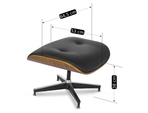 Fotel Wypoczynkowy PALERMO z Podnóżkiem z Drewna Giętego Czarny Ekoskóra Nowoczesny Loft