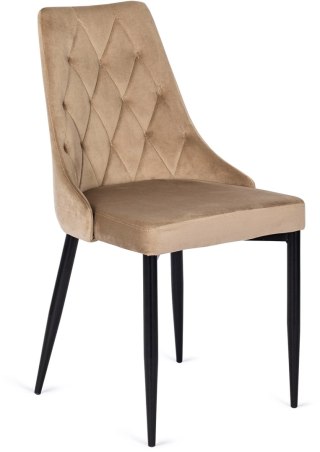 Krzesło Tapicerowane do Salonu CORK Beż Welurowe Nowoczesne Loft