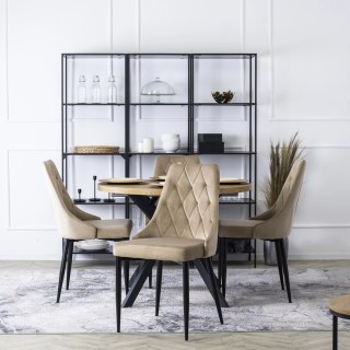 Krzesło Tapicerowane do Salonu CORK Beż Welurowe Nowoczesne Loft