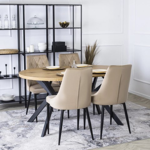 Krzesło Tapicerowane do Salonu CORK Beż Welurowe Nowoczesne Loft