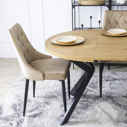 Krzesło Tapicerowane do Salonu CORK Beż Welurowe Nowoczesne Loft