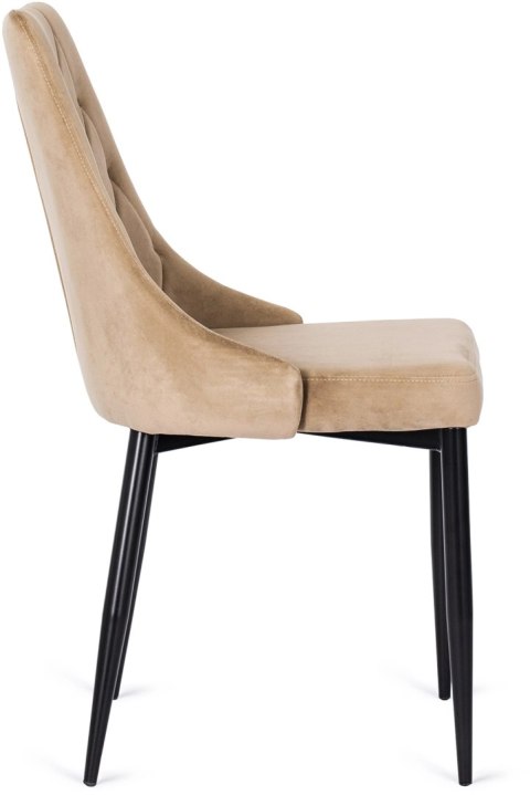 Krzesło Tapicerowane do Salonu CORK Beż Welurowe Nowoczesne Loft