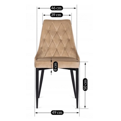 Krzesło Tapicerowane do Salonu CORK Beż Welurowe Nowoczesne Loft