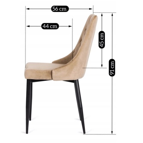 Krzesło Tapicerowane do Salonu CORK Beż Welurowe Nowoczesne Loft