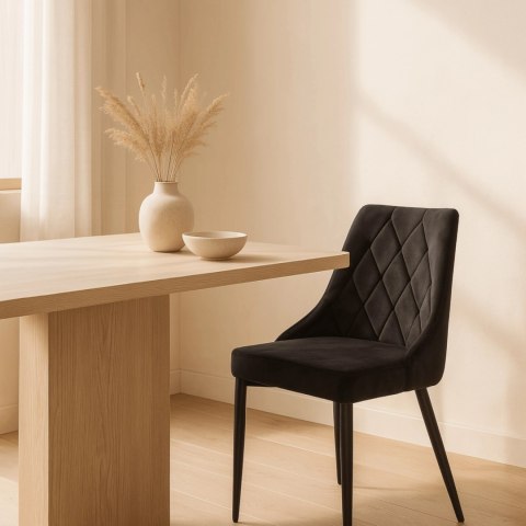 Krzesło Tapicerowane do Salonu CORK Czarne Welurowe Nowoczesne Loft