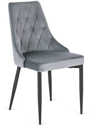 Krzesło Tapicerowane do Salonu CORK Szare Welurowe Nowoczesne Loft