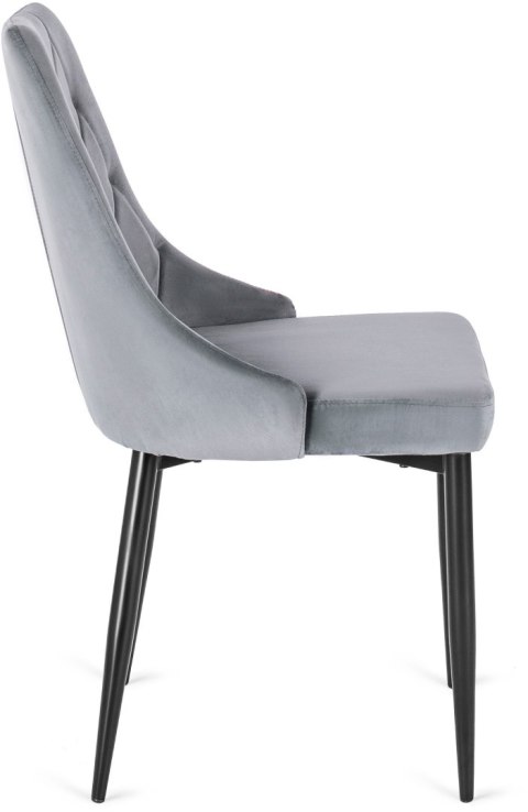 Krzesło Tapicerowane do Salonu CORK Szare Welurowe Nowoczesne Loft
