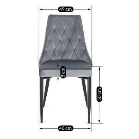 Krzesło Tapicerowane do Salonu CORK Szare Welurowe Nowoczesne Loft