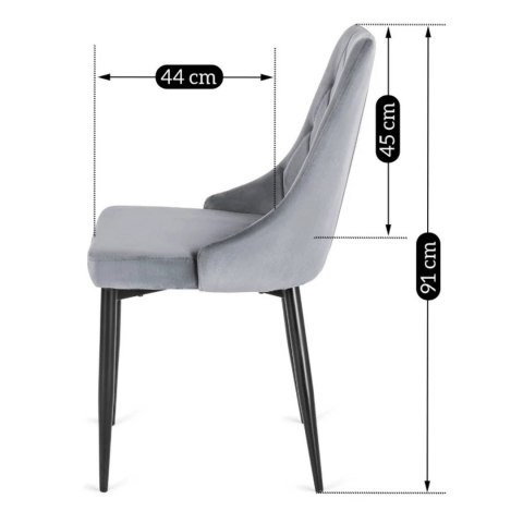 Krzesło Tapicerowane do Salonu CORK Szare Welurowe Nowoczesne Loft