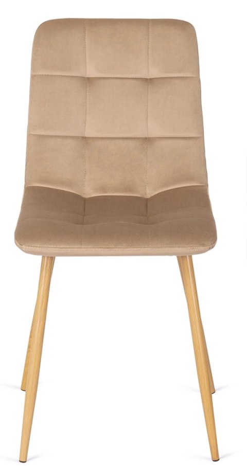 Krzesło Tapicerowane do Jadalni FREDY Beżowe Welurowe Nowoczesne Loft