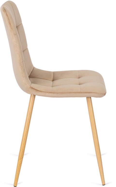 Krzesło Tapicerowane do Jadalni FREDY Beżowe Welurowe Nowoczesne Loft
