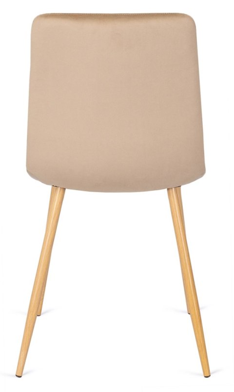 Krzesło Tapicerowane do Jadalni FREDY Beżowe Welurowe Nowoczesne Loft