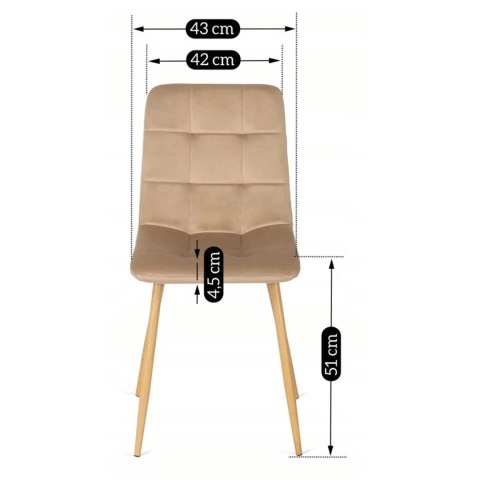 Krzesło Tapicerowane do Jadalni FREDY Beżowe Welurowe Nowoczesne Loft