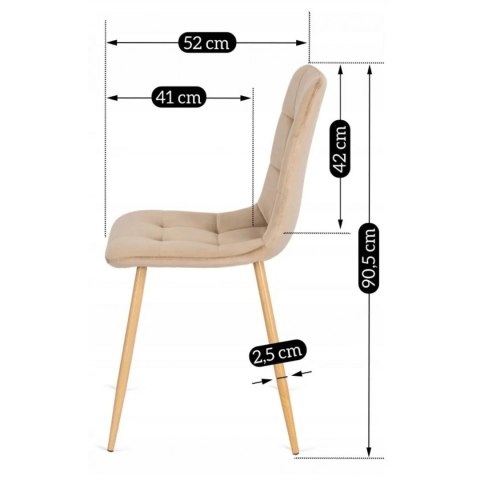 Krzesło Tapicerowane do Jadalni FREDY Beżowe Welurowe Nowoczesne Loft