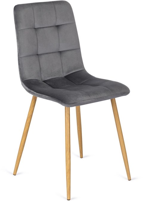 Krzesło Tapicerowane do Jadalni FREDY Szare Welurowe Nowoczesne Loft