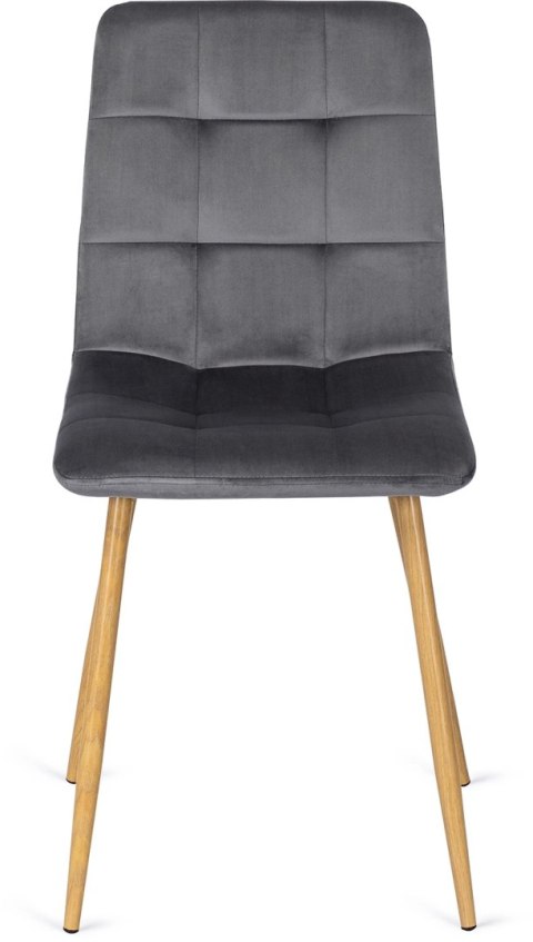 Krzesło Tapicerowane do Jadalni FREDY Szare Welurowe Nowoczesne Loft