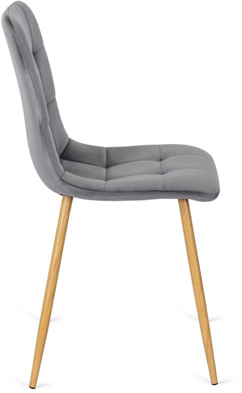 Krzesło Tapicerowane do Jadalni FREDY Szare Welurowe Nowoczesne Loft