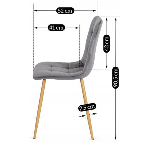 Krzesło Tapicerowane do Jadalni FREDY Szare Welurowe Nowoczesne Loft