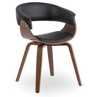 Krzesło GARY Ekoskóra Czarne/Orzech