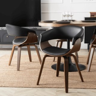 Krzesło GARY Ekoskóra Czarne/Orzech