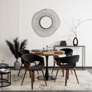 Krzesło GARY Welurowe Czarne/Orzech