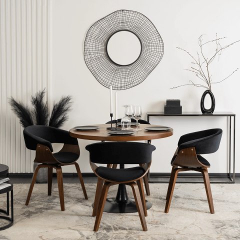 Krzesło GARY Welurowe Czarne/Orzech