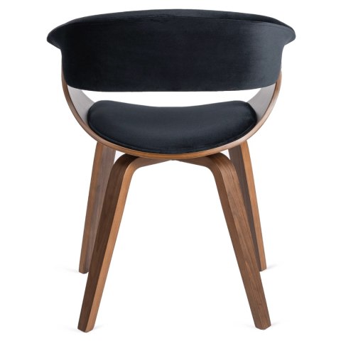 Krzesło GARY Welurowe Czarne/Orzech