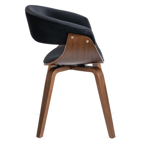 Krzesło GARY Welurowe Czarne/Orzech