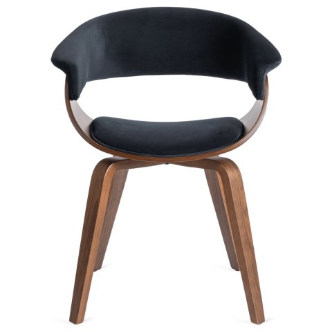 Krzesło GARY Welurowe Czarne/Orzech