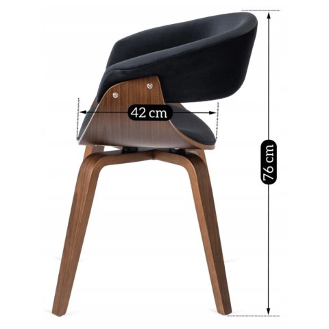 Krzesło GARY Welurowe Czarne/Orzech