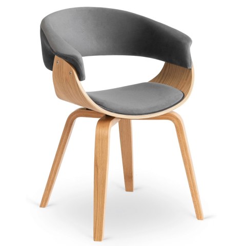 Krzesło Tapicerowane z Drewna Giętego GARY Dąb Złoty/Szare Nowoczesne Loft