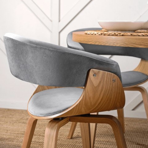 Krzesło Tapicerowane z Drewna Giętego GARY Dąb Złoty/Szare Nowoczesne Loft