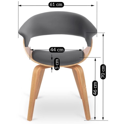 Krzesło Tapicerowane z Drewna Giętego GARY Dąb Złoty/Szare Nowoczesne Loft