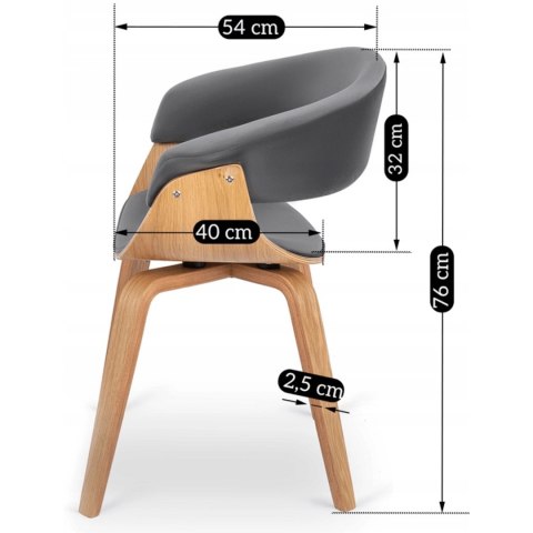 Krzesło Tapicerowane z Drewna Giętego GARY Dąb Złoty/Szare Nowoczesne Loft