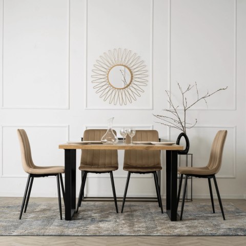 Krzesło Tapicerowane do Jadalni IBIS Beżowe Welurowe Nowoczesne Loft