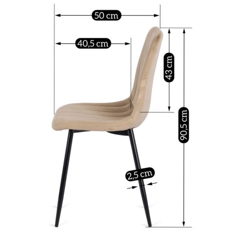 Krzesło Tapicerowane do Jadalni IBIS Beżowe Welurowe Nowoczesne Loft