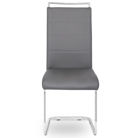 Krzesło Tapicerowane do Jadalni LOCA Szare Na Płozach Ekoskóra Nowoczesne