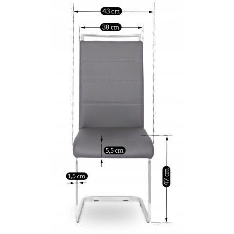 Krzesło Tapicerowane do Jadalni LOCA Szare Na Płozach Ekoskóra Nowoczesne