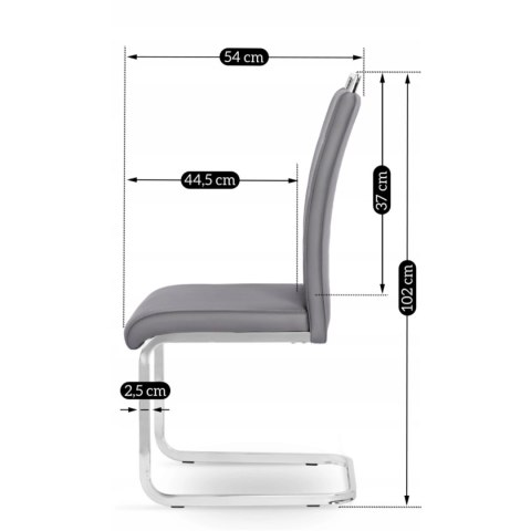 Krzesło Tapicerowane do Jadalni LOCA Szare Na Płozach Ekoskóra Nowoczesne