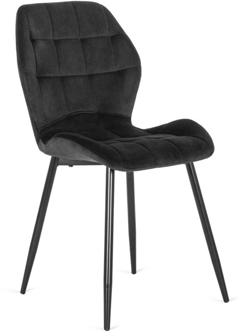 Krzesło Tapicerowane do Jadalni LUCKY Czarne Welurowe Nowoczesne Loft