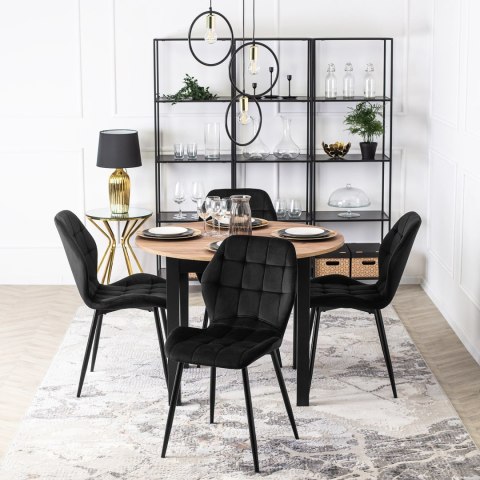 Krzesło Tapicerowane do Jadalni LUCKY Czarne Welurowe Nowoczesne Loft